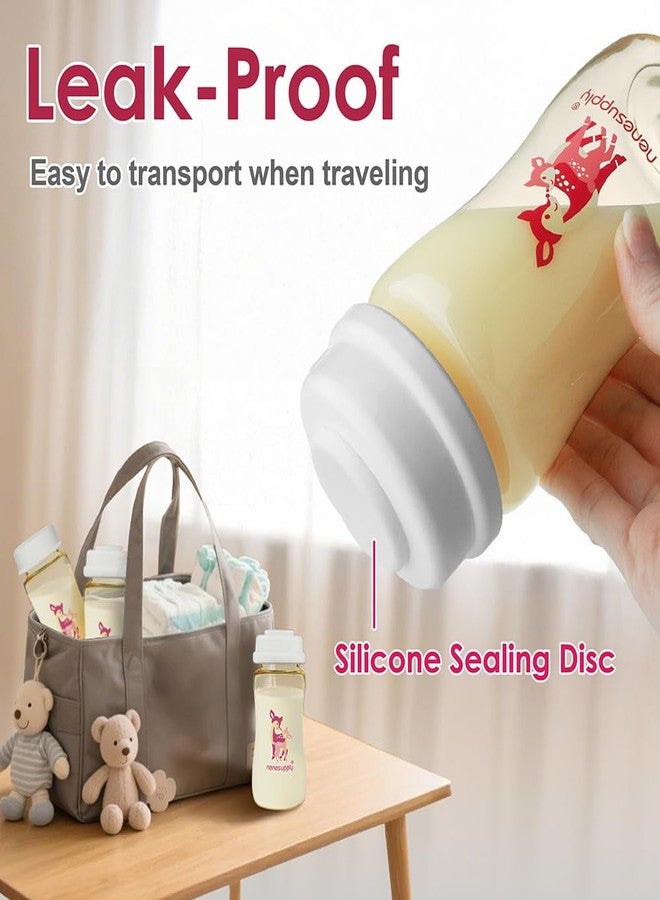 نينس سابلاي زجاجات تخزين حليب الثدي من نينيسبلاي، سعة 330 مل (11 أونصة)، 3 قطع، ذات فوهة واسعة، مصنوعة من مادة البولي بروبيلين سوربات (PPSU). تُستخدم مع مضخات الثدي سبيكترا S1 وS2. استبدل قرص إحكام غلق زجاجات سبيكترا لتجميع حليب الثدي. - Image 4